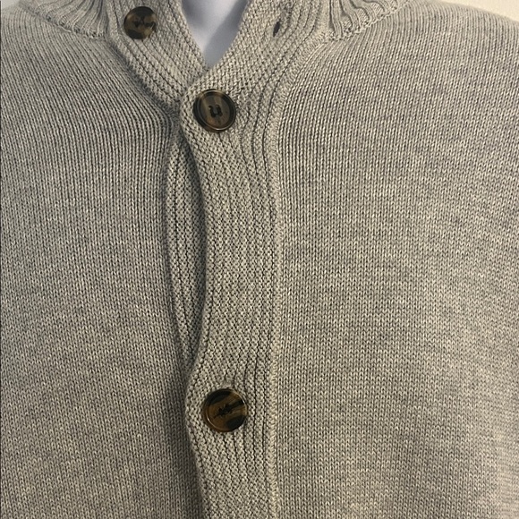 FIVE FOUR Mens Grey Button Front Mock Neck Sweater Size M - Picture 5 of 6